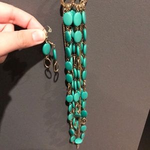Turquoise color earrings and necklace set